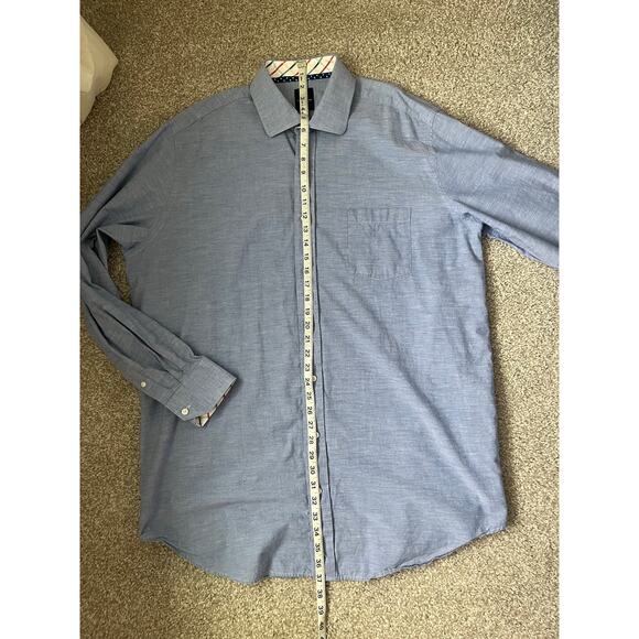 TailorByrd Long Sleeve Button Down Shirt Collar Pocket Flip Cuff Blue 2XLT - Picture 9 of 10